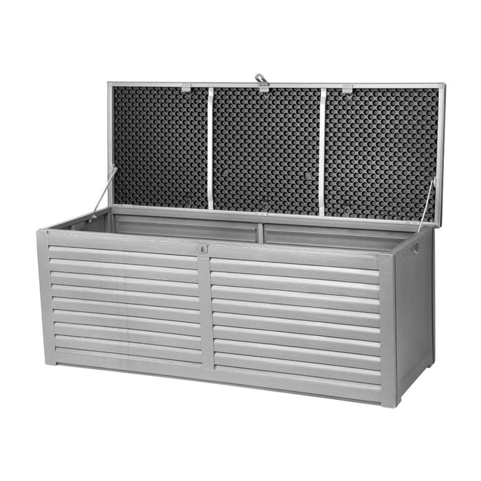 Gardeon Outdoor Storage Box 390L Container Lockable Garden Bench Tools Toy Shed Black -Home Living Store - -