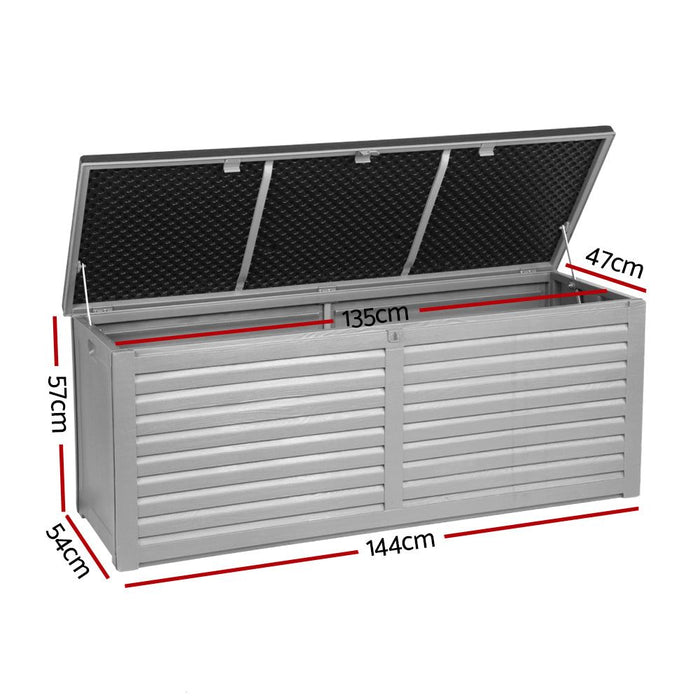 Gardeon Outdoor Storage Box 390L Container Lockable Garden Bench Tools Toy Shed Black -Home Living Store - -
