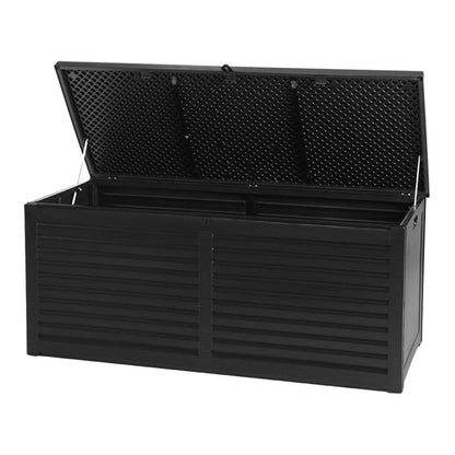 Gardeon Outdoor Storage Box 490L Container Lockable Garden Bench Shed Tools Toy All Black -Home Living Store - -