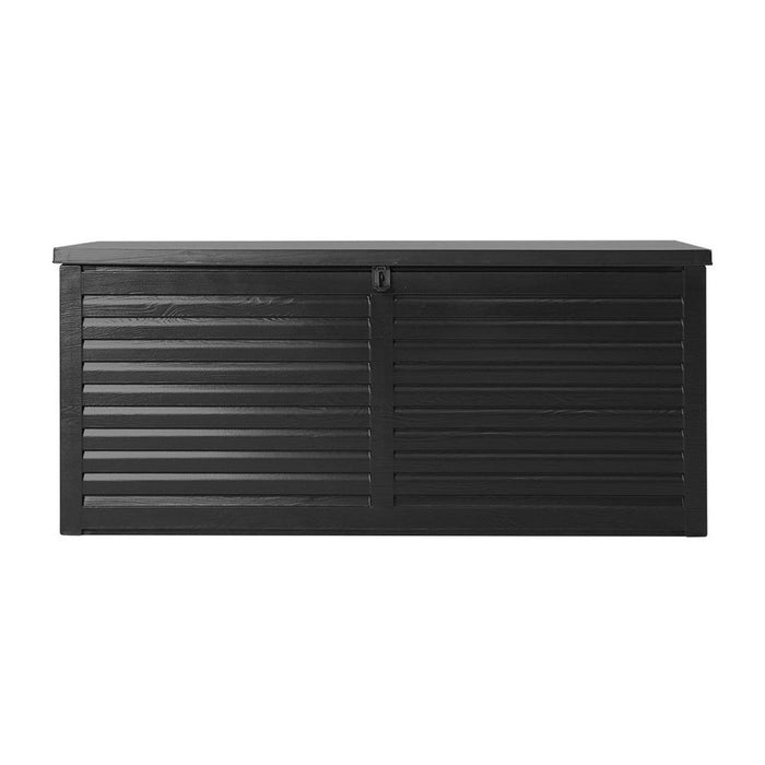 Gardeon Outdoor Storage Box 490L Container Lockable Garden Bench Shed Tools Toy All Black -Home Living Store - -