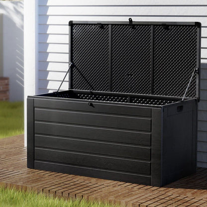 Gardeon Outdoor Storage Box 680L Container Lockable Garden Bench Shed Tool All Black -Home Living Store - -
