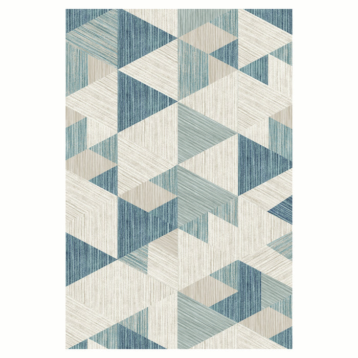 Geometric Printed Microfibre Rug - Blue | 160 x 240cm by Urban Style