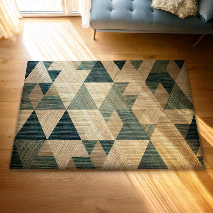 Geometric Printed Microfibre Rug - Blue | 160 x 240cm by Urban Style