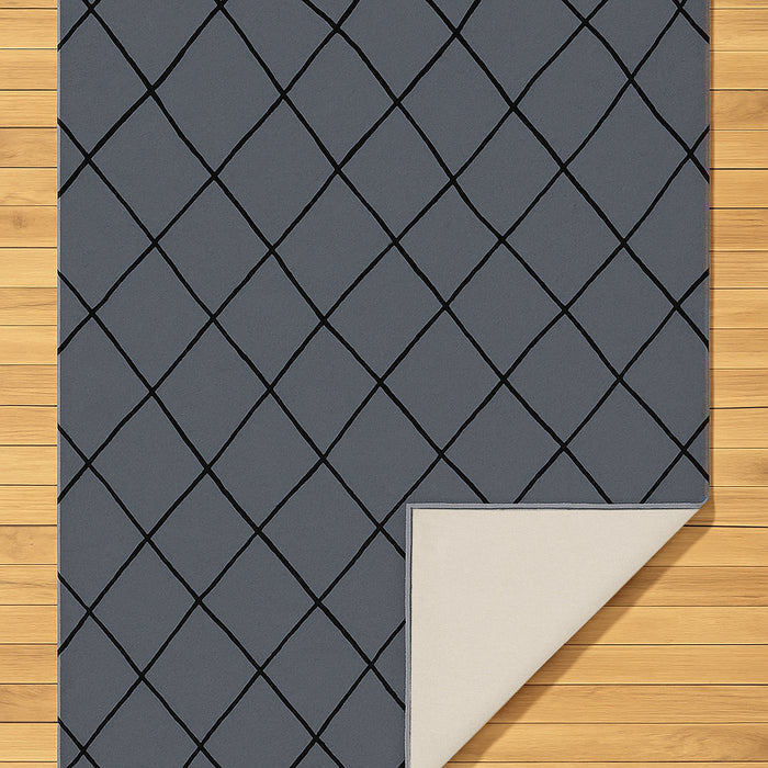 Geometric Printed Microfibre Rug - Grey/Black | 160 x 240cm by Urban Style