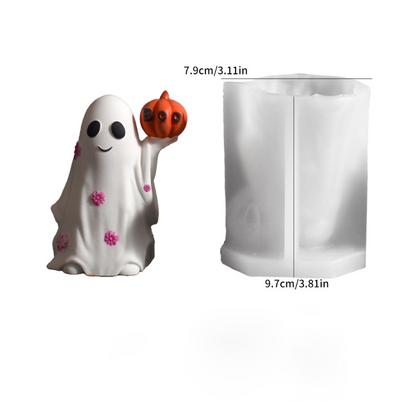Ghost Holding Pumpkin Ornament Resin Mold