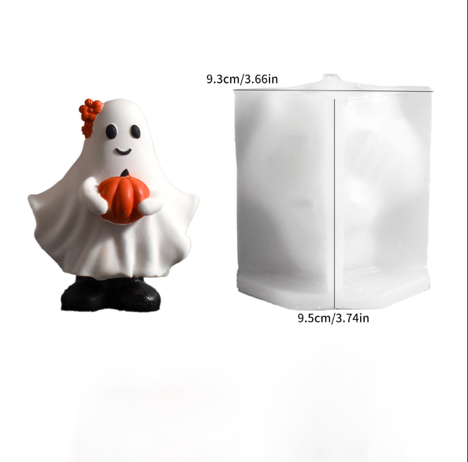 Ghost Holding Pumpkin Ornament Resin Mold