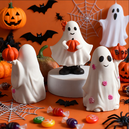 Ghost Holding Pumpkin Ornament Resin Mold