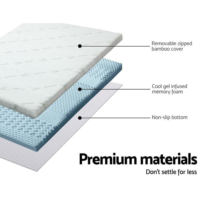 Giselle Bedding Memory Foam Mattress Topper 7-Zone 5cm Single -Home Living Store - -