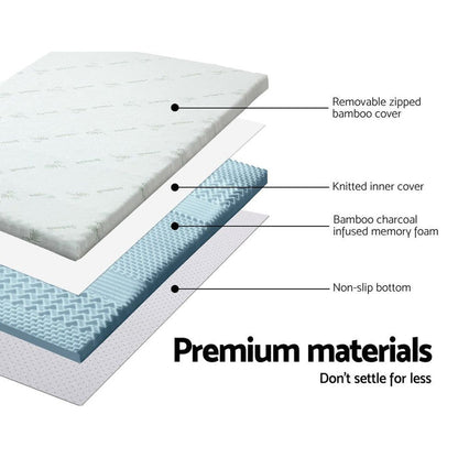 Giselle Bedding Memory Foam Mattress Topper 7-Zone 8cm Queen -Home Living Store - -
