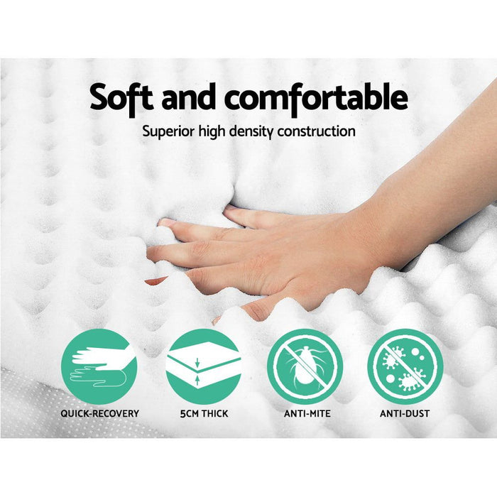 Giselle Bedding Memory Foam Mattress Topper Egg Crate 5cm Queen -Home Living Store - -