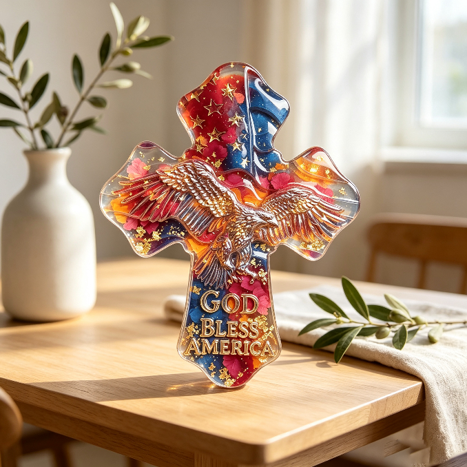 God Bless America Eagle Cross Resin Mold
