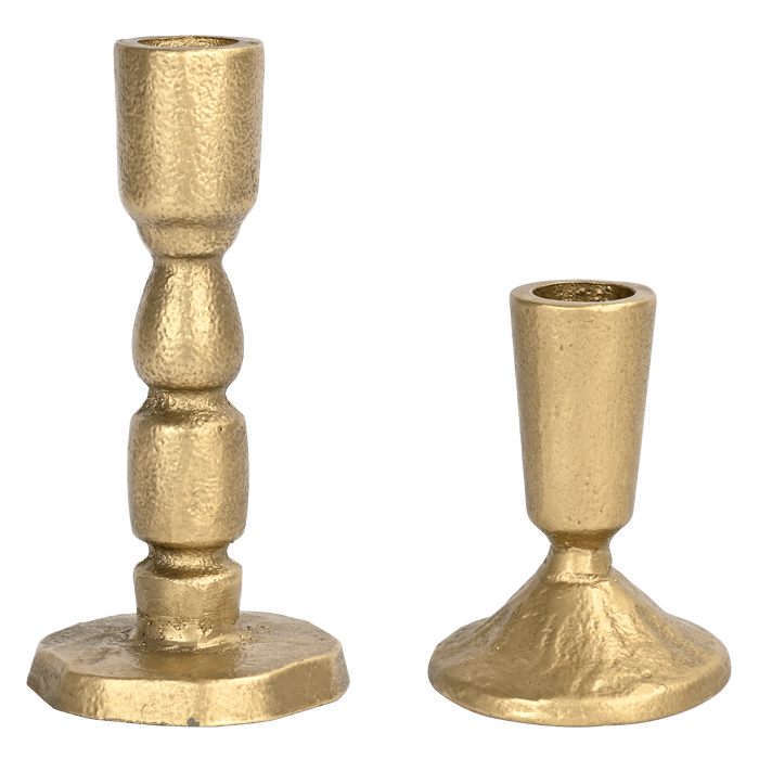 Gold Cast Iron Taper Candle Holders - Set of 2 - Sweet Water Decor - taper holder