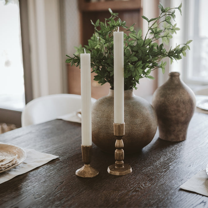 Gold Cast Iron Taper Candle Holders - Set of 2 - Sweet Water Decor - taper holder