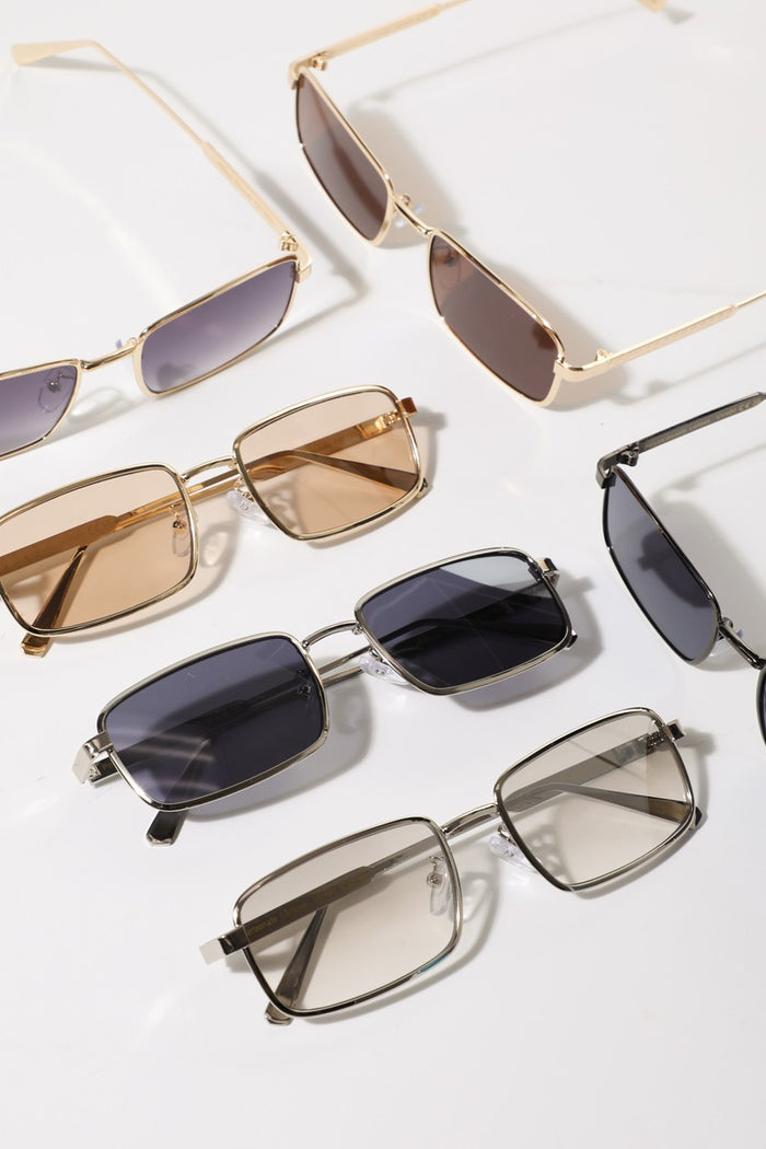 Gold Frame Rectangle Sunglasses
