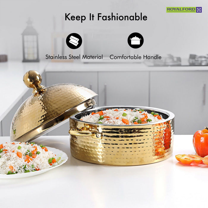 Gold Plated Food Warmer Serving Dish (4L) Kitchen Fixtures Royalford