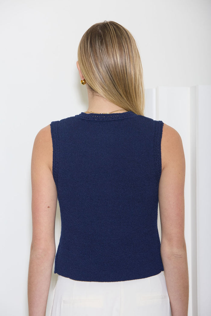 Gold Shell Button Knit Cardigan Vest