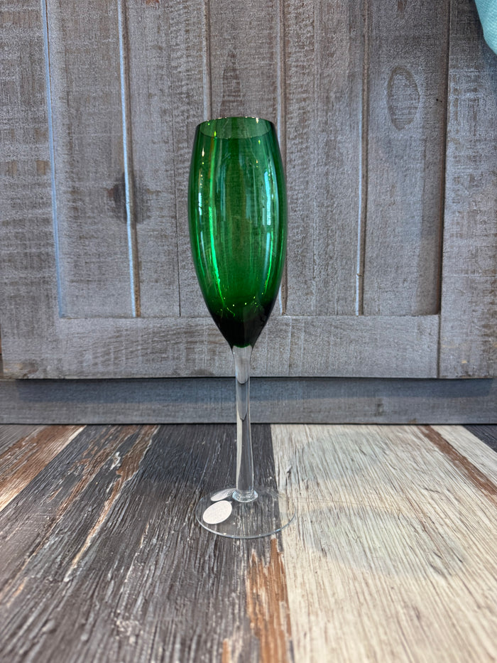 Green Champagne Glass