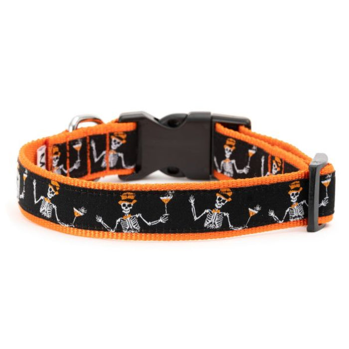 Halloween BOO-SY Skeletons Black & Orange Spooky Dog Collar