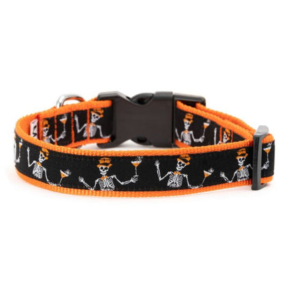 Halloween BOO-SY Skeletons Black & Orange Spooky Dog Collar