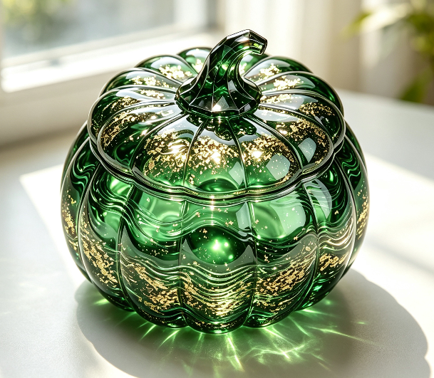 Handmade Water Ripple Large-Capacity Pumpkin Storage Jar with Diamond-Cut Handle Resin Mold