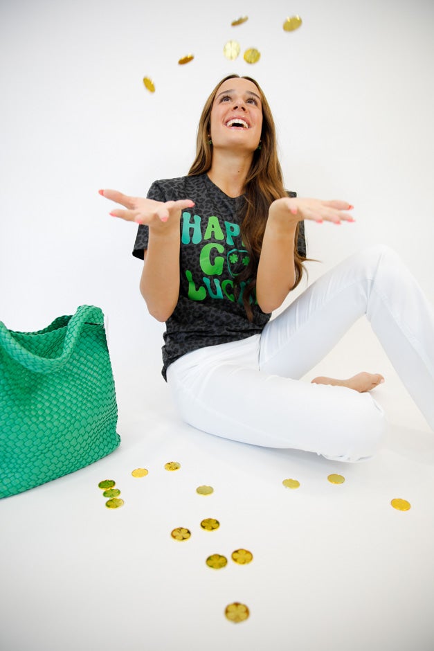 Happy Go Lucky Leopard Graphic Tee