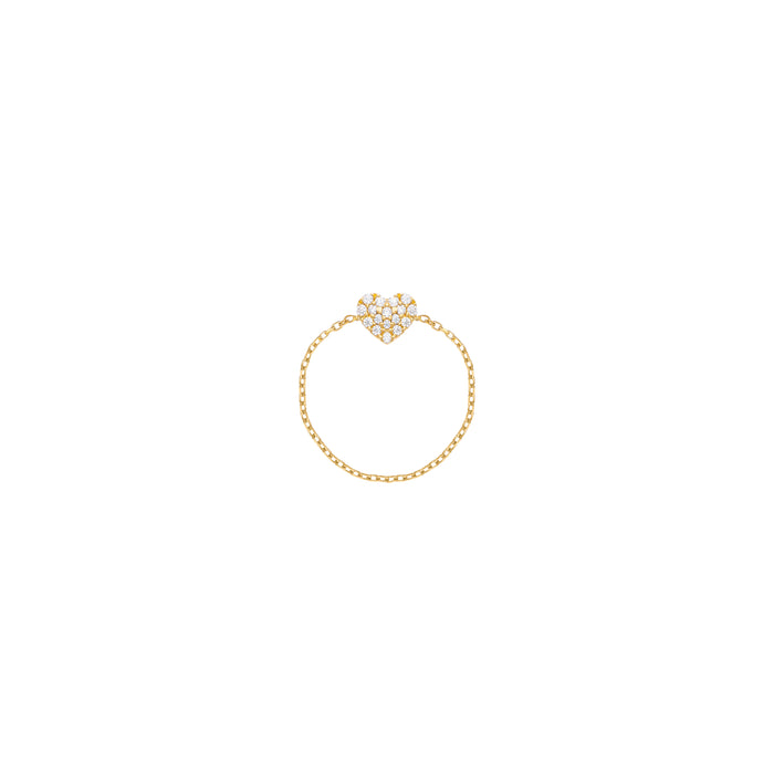 Heart Chain Ring in 18k Yellow Gold