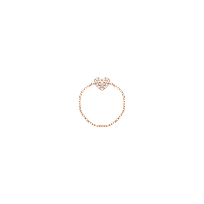 Heart Chain Ring in 18k Rose Gold