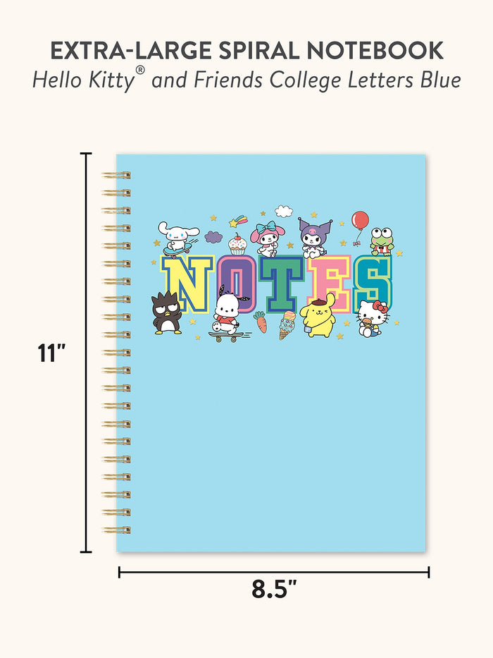Hello Kitty and Friends x Studio Oh! College Letters Blue Extra-Large Spiral Notebook Stationery Studio Oh!