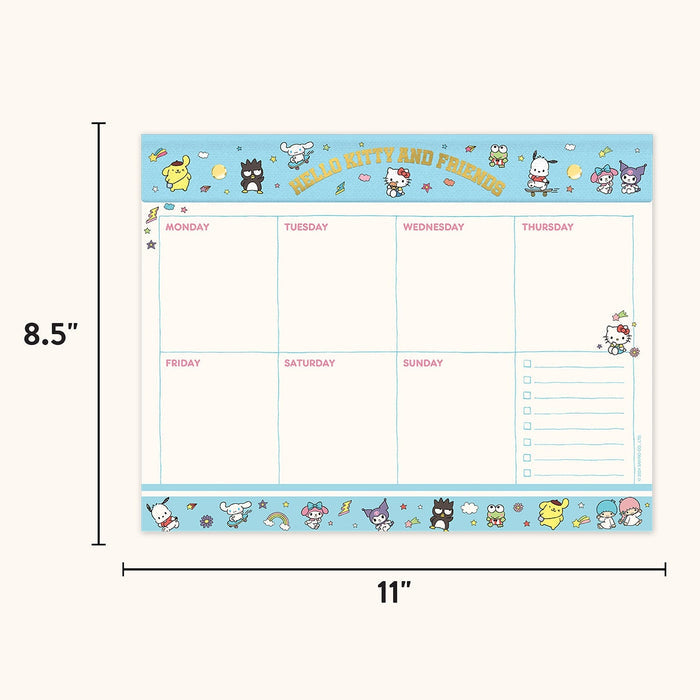 Hello Kitty and Friends x Studio Oh! College Letters Blue Weekly Desk Pad Stationery Studio Oh!