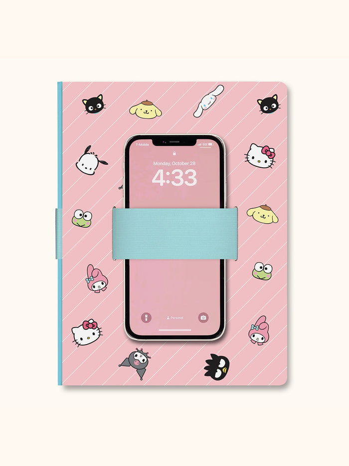 Hello Kitty and Friends x Studio Oh! Pink Pinstripe Casey Notebook with Phone Loop Stationery Studio Oh!