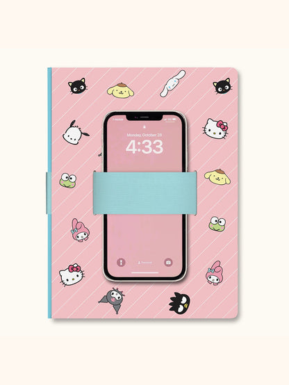 Hello Kitty and Friends x Studio Oh! Pink Pinstripe Casey Notebook with Phone Loop Stationery Studio Oh!