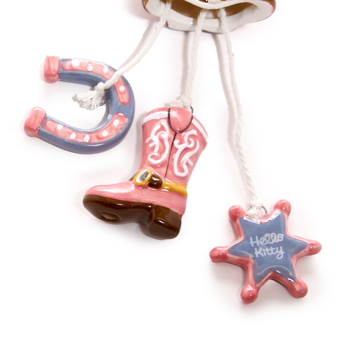 Hello Kitty Cowgirl Ceramic Wind Chime Home Goods Blue Sky Clayworks