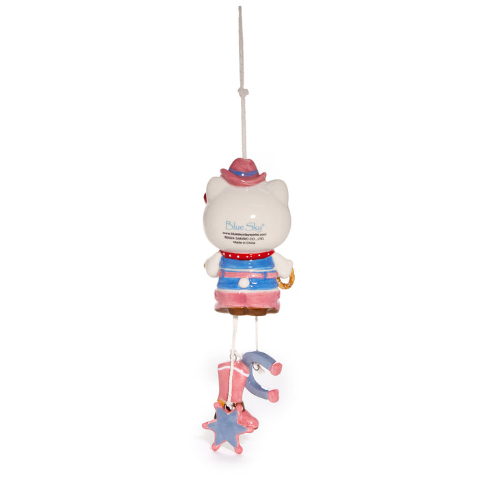 Hello Kitty Cowgirl Ceramic Wind Chime Home Goods Blue Sky Clayworks