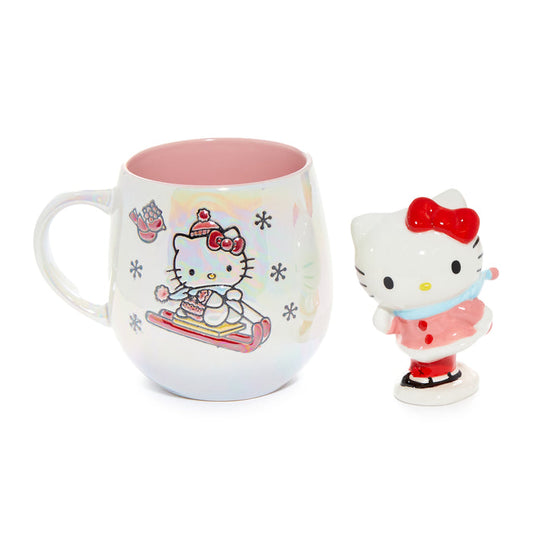 Hello Kitty Holiday Ski Ceramic Mug and Figurine Gift Set Home Goods Blue Sky Clayworks