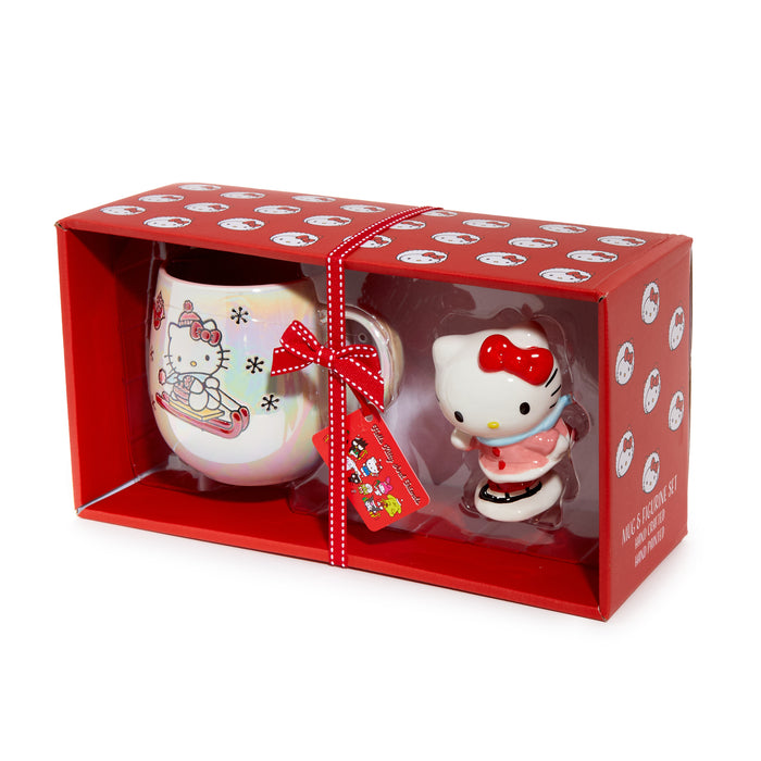 Hello Kitty Holiday Ski Ceramic Mug and Figurine Gift Set Home Goods Blue Sky Clayworks