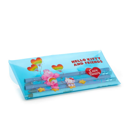 Hello Kitty x Care Bears Translucent Blue Pencil Case Stationery BIOWORLD