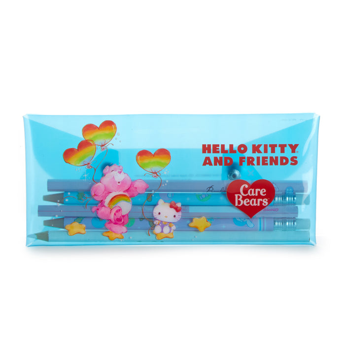 Hello Kitty x Care Bears Translucent Blue Pencil Case Stationery BIOWORLD