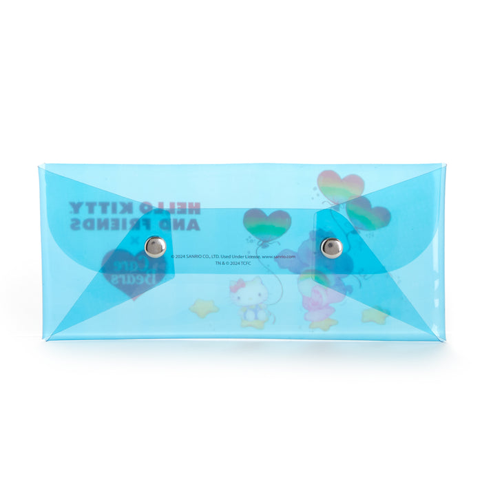 Hello Kitty x Care Bears Translucent Blue Pencil Case Stationery BIOWORLD