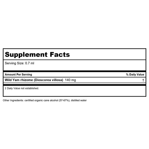 Herb Pharm Wild Yam 1oz - Supplement Facts panel