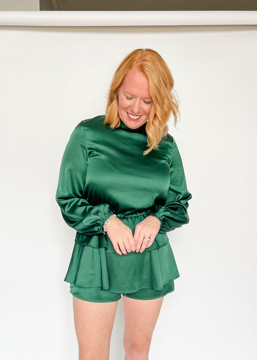 Here to Stay Hunter Green Romper