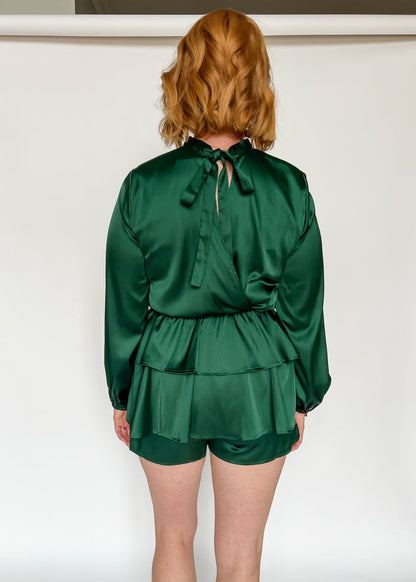 Here to Stay Hunter Green Romper