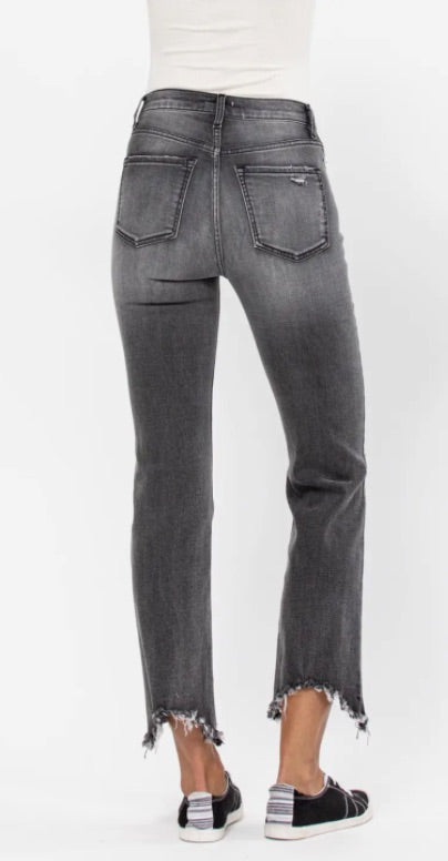 High Rise Frayed Hem Jeans