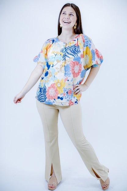 High-Waisted Split Hem Flared Pants *Final Sale*
