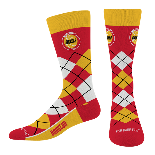 Houston Rockets For Bare Feet HWC Argyle Remix Socks