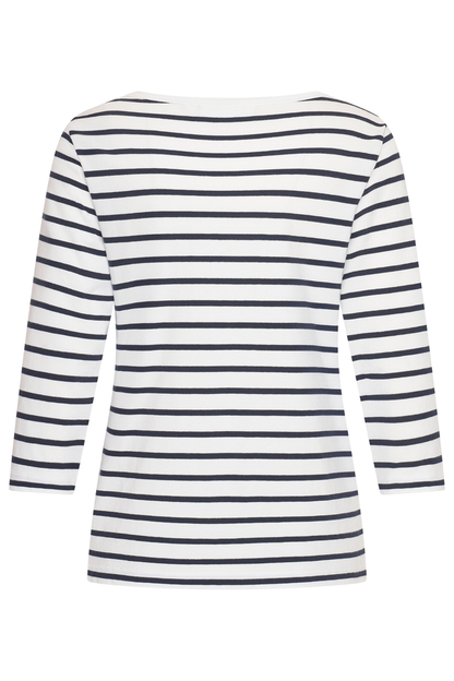 Back view of HV Society HVSCaroline Navy Top striped long sleeve by HV Society shop HV Society at Dotique