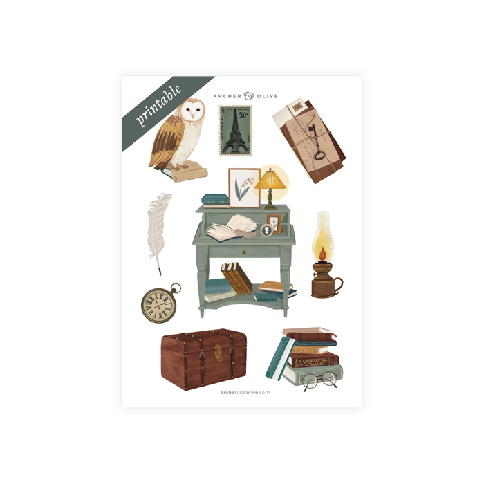 In the Attic Printable Stickers - Archer and Olive