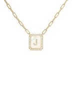 Initial Letter Rectangle Pendant Necklace