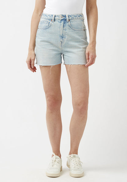 Buffalo Women Shorts Navy Denim Denim Shorts Rigid High-Rise Button Closure