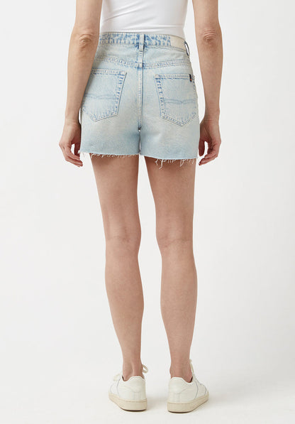 Buffalo Women Shorts Navy Denim Denim Shorts Rigid High-Rise Button Closure