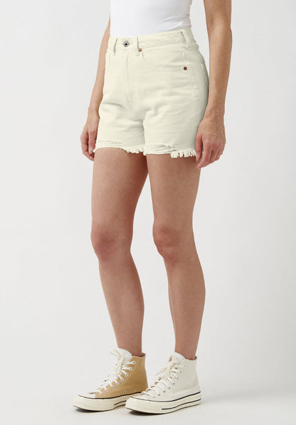 Buffalo Women Shorts Beige Denim Denim Shorts Rigid High-Rise Button Closure